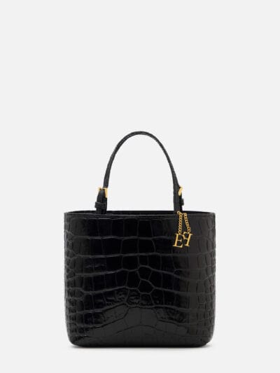Mini leather tote bag with logo charms
