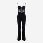 Jumpsuit in lightweight crêpe and tulle fabrics