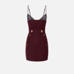Wool-blend gabardine dress with lace