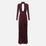 Red Carpet dress in cupro jersey fabric with drapes