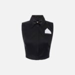 Cotton satin cropped shirt with bow tie