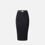 Skirt in ribbed knit fabric with belt