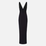 Red Carpet dress in georgette and crêpe fabrics with crystals