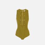 Viscose knit bodysuit with jewel cufflinks