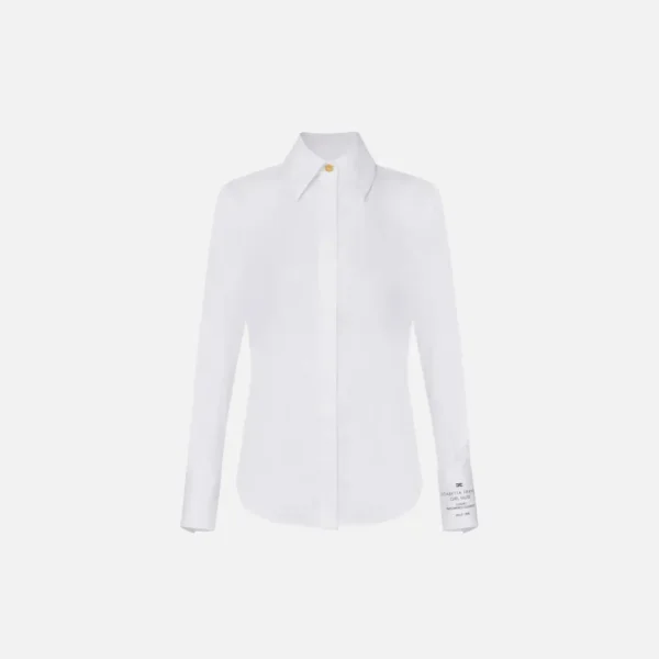 Cotton poplin shirt with logo