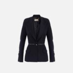 Jacket in crêpe fabric with logo ribbon
