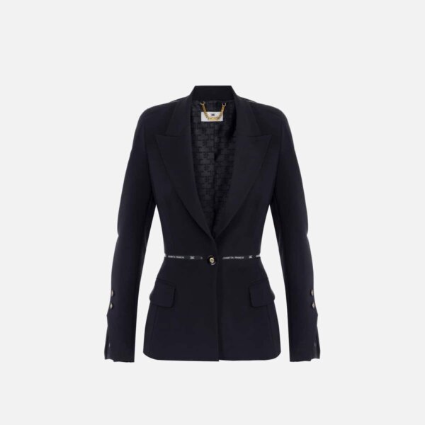 Jacket in crêpe fabric with logo ribbon