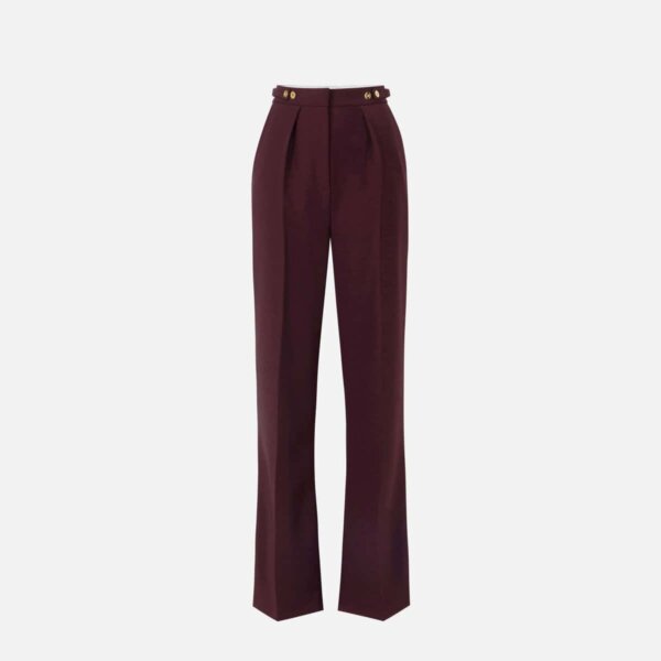 Trousers in crêpe fabric with jewel accessory