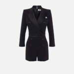Jumpsuit in lightweight crêpe fabric with tuxedo details