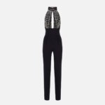 Jumpsuit in tulle and crêpe fabrics with crocodile embroideries