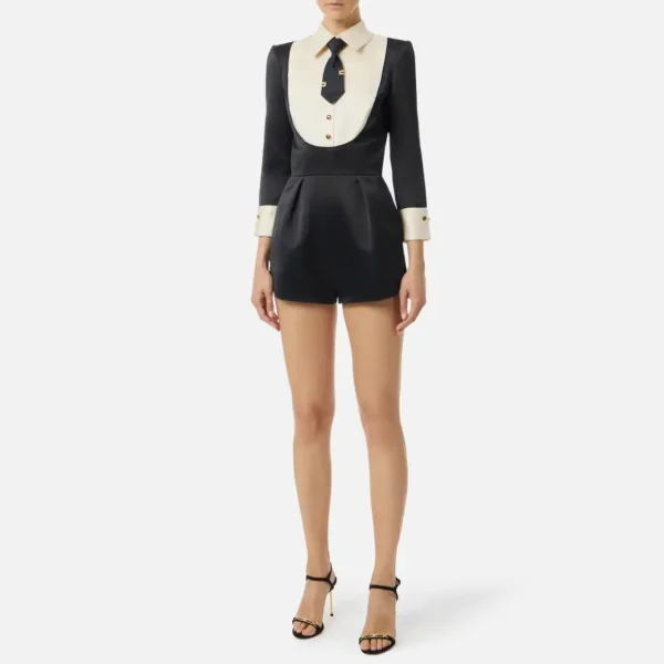 Jumpsuit in duchess satin with tie