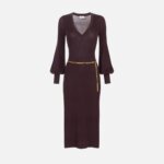Viscose and silk knit dress with belt