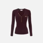 Ribbed knit top with breast pocket