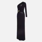 Red Carpet dress in crêpe fabric with jewel detail