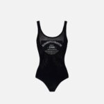 Knit bodysuit with printed logo