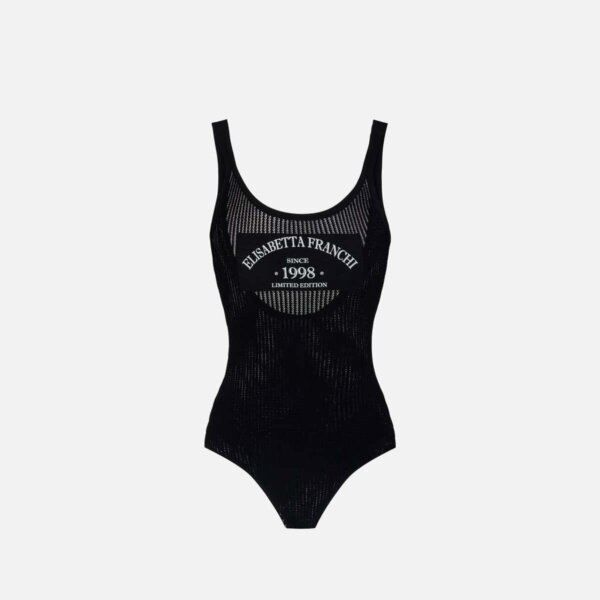 Knit bodysuit with printed logo