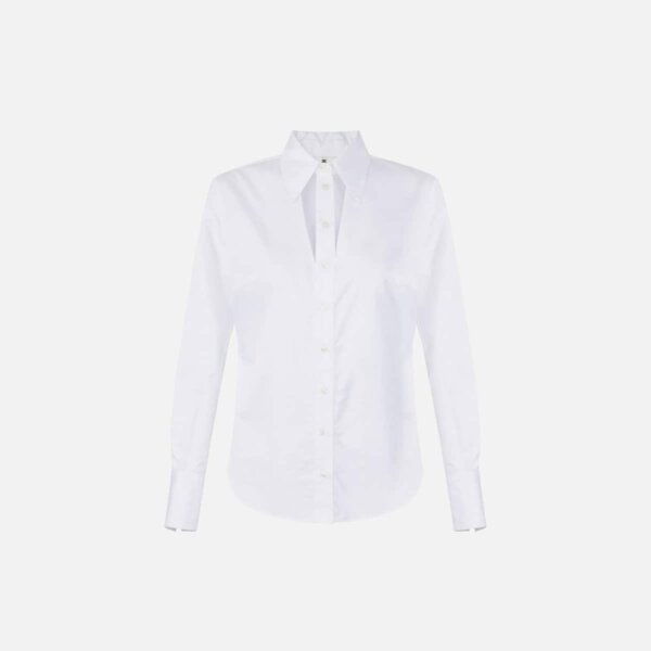 Cotton shirt with cut-out and embroideries
