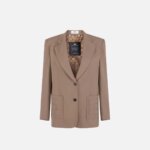 Jacket in gabardine fabric with embroidered pockets