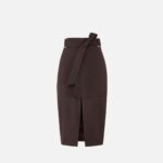 Gabardine skirt with sash belt