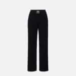 Knit fabric trousers with shiny viscose bands
