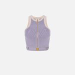 Knit fabric top with shiny viscose bands