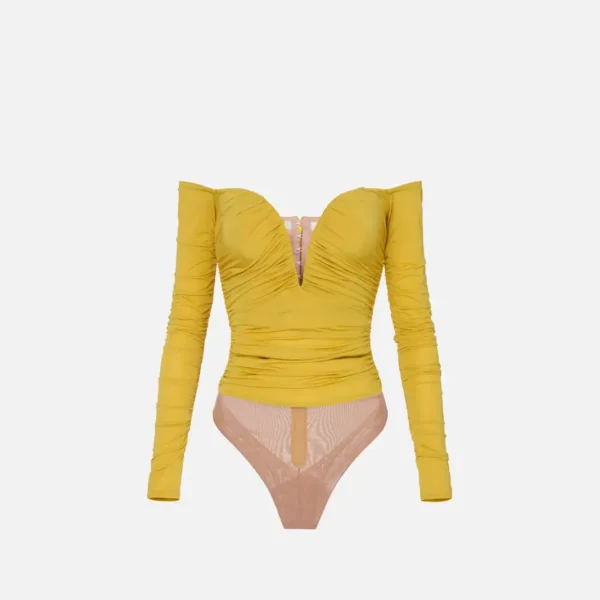 Lightweight crêpe jersey bodysuit with draping