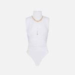 Lightweight crêpe jersey bodysuit with jewel detail