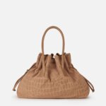 Crocodile print suede bag