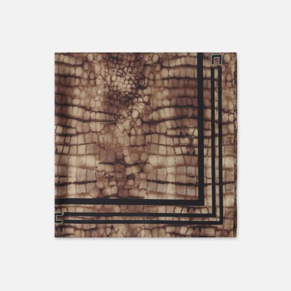 Silk twill foulard scarf with alligator print