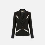 Jacket in lightweight crêpe fabric with two-colour cut-outs