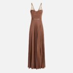 Red Carpet dress made of lamé-effect jersey fabric with belt