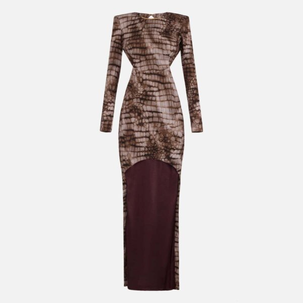Red Carpet dress in jersey fabric with alligator print