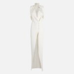 Red Carpet dress in lightweight crêpe fabric with satin lapels