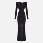 Red Carpet dress in lightweight crêpe fabric with cut-outs and train