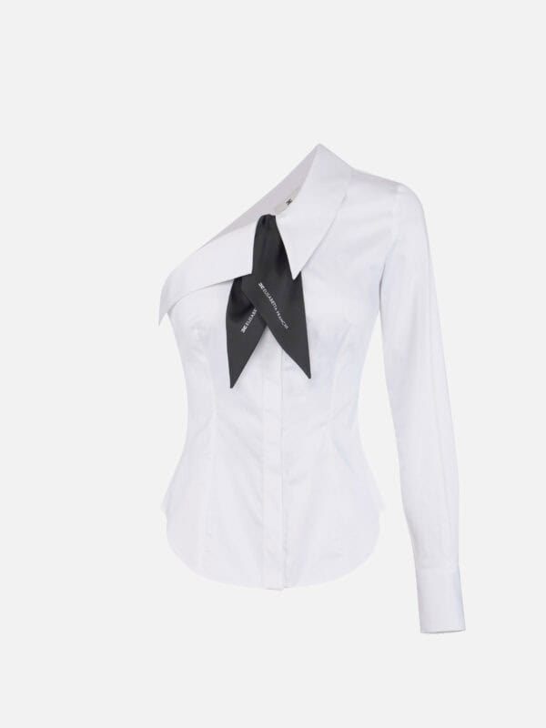 Stretch cotton shirt with foulard scarf