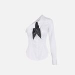 Stretch cotton shirt with foulard scarf