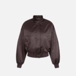 Jacket in taffeta fabric with ostrich print