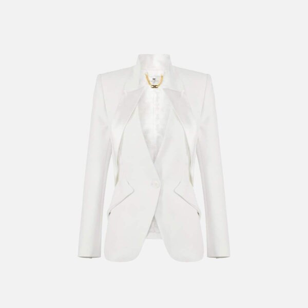 Jacket in lightweight crêpe fabric with satin lapels