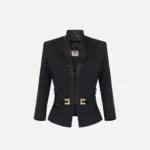 Jacket in double layer crêpe and satin fabrics