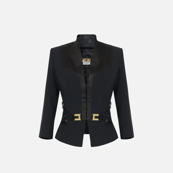 Jacket in double layer crêpe and satin fabrics