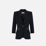 Jacket in double layer stretch crêpe fabric with logo details