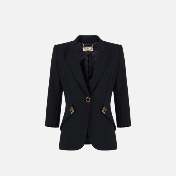 Jacket in double layer stretch crêpe fabric with logo details
