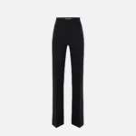 Trousers in double layer stretch crêpe fabric with embroidered logo