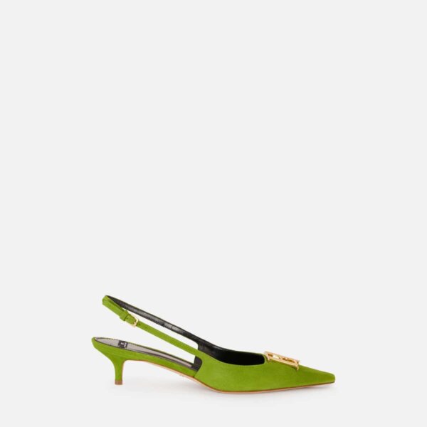 Suede slingbacks with logo detail