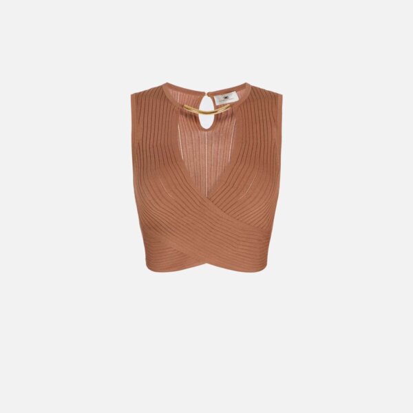 Knit top with jewel detail
