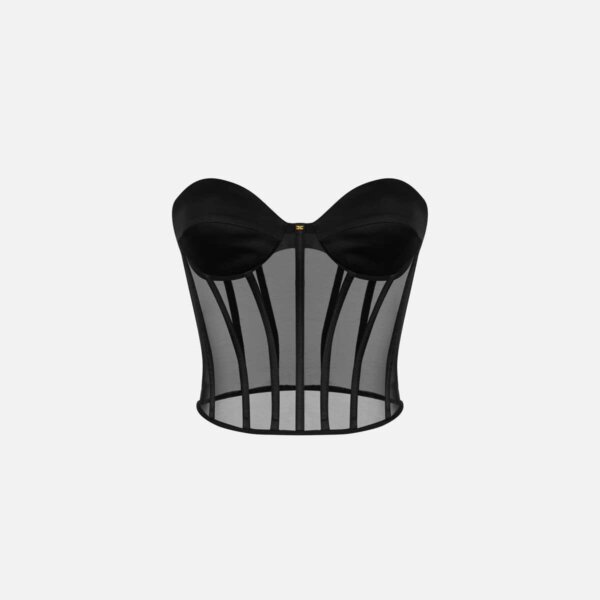 Tulle and satin bustier top