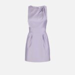 Dress in duchess satin fabric with logo details