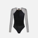 Lightweight crêpe jersey bodysuit with jewel detail
