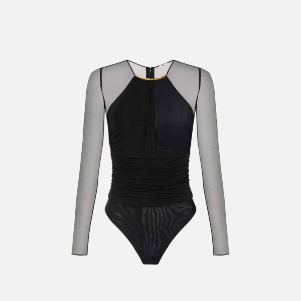Lightweight crêpe jersey bodysuit with jewel detail