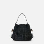 Crocodile print suede bag